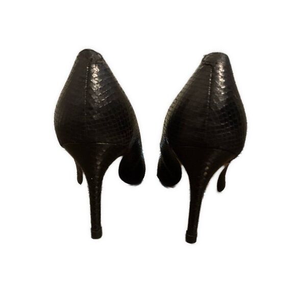 marc fisher Solid Black Darren Vegan Faux Snakeskin Pointed Toe Stilettos Pumps - Picture 4 of 8